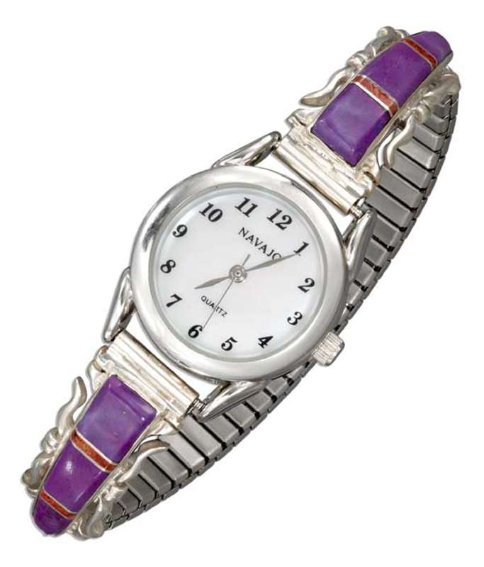 Ladies Imitation Opal Magenta Turquoise Black Onyx Inlay Watch Ladies Imitation Opal Magenta Turquoise Black Onyx Inlay Watch