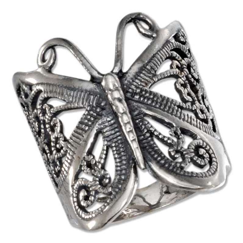 Sterling Silver Large Butterfly Filigree Ring. This Filigree Butterfly ...