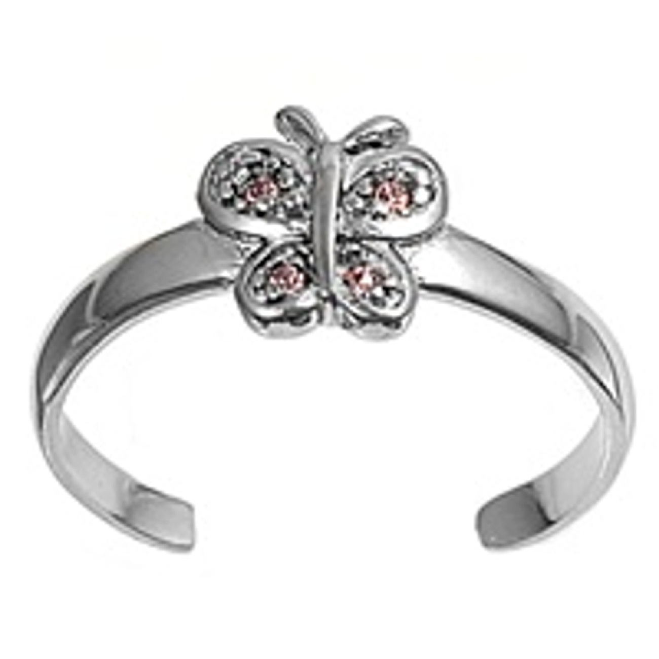 Purple Cubic Zirconia Butterfly Adjustable Toe Ring Purple Cubic Zirconia Butterfly Adjustable Toe Ring