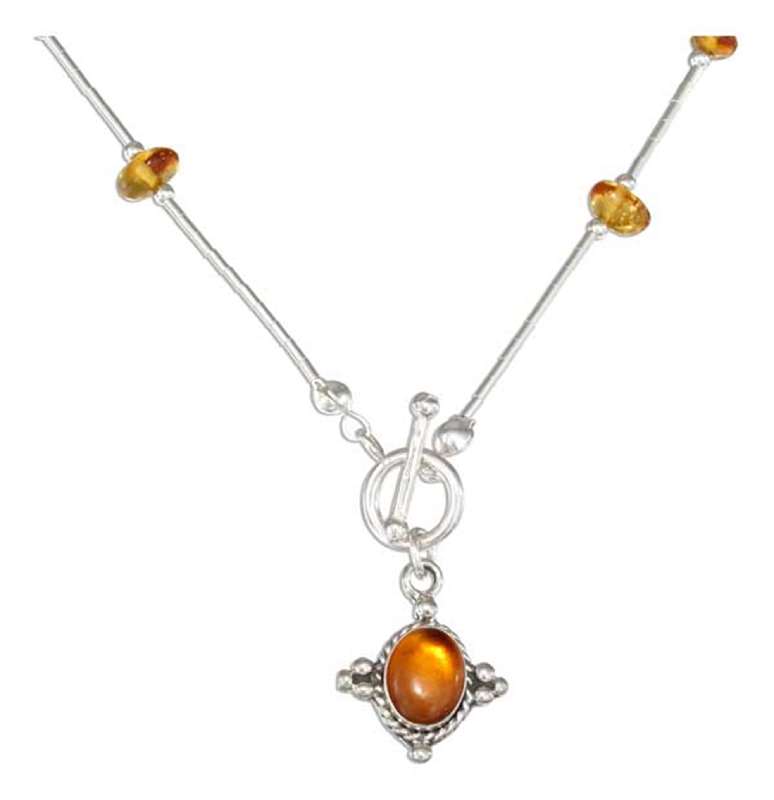 Honey Cognac Amber Nuggets Toggle Choker Necklace