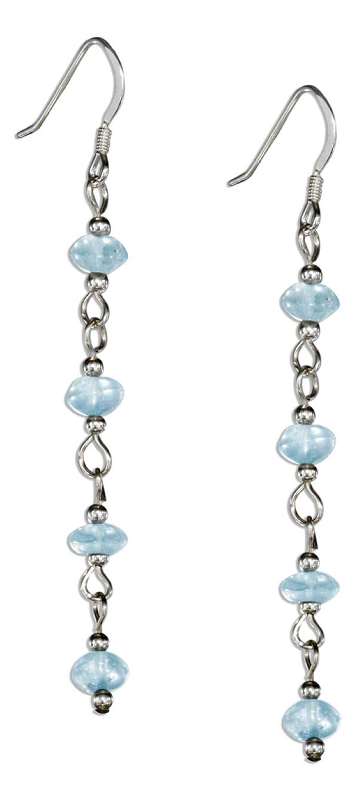 Long Link Strand Four Blue Topaz Chips Dangle Earrings Long Link Strand Four Blue Topaz Chips Dangle Earrings