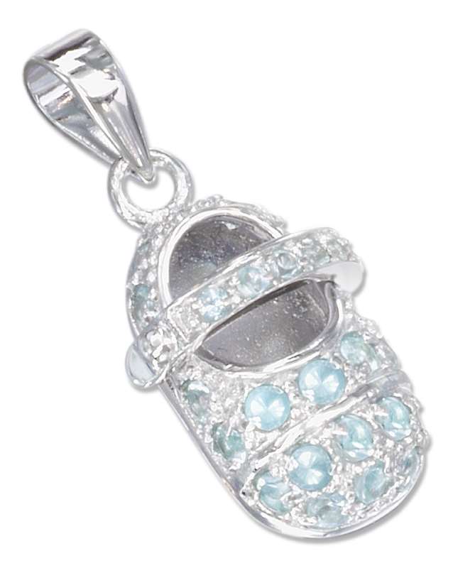 Sterling Silver Large Birthstone Baby Bootie Shoe Pendants