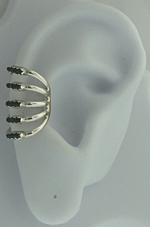 Left Or Right Sterling Silver Malachite Five Row Band Ear Cuff