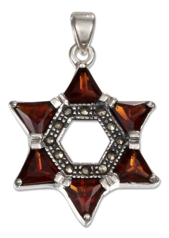 Marcasite Garnet Star Of David Pendant Marcasite Garnet Star Of David Pendant