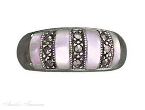 Marcasite Mother Of Pearl Dome Ring Marcasite Mother Of Pearl Dome Ring