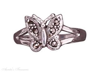 Marcasite Butterfly Ring Split Shank Marcasite Butterfly Ring Split Shank