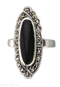 Marcasite Elongate Black Onyx Ring Marcasite Elongate Black Onyx Ring