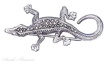 Marcasite Lizard Or Alligator Pin Brooch