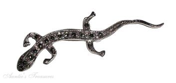 Long Lizard Salamander Marcasite Lapel Pin Brooch Long Lizard Salamander Marcasite Lapel Pin Brooch