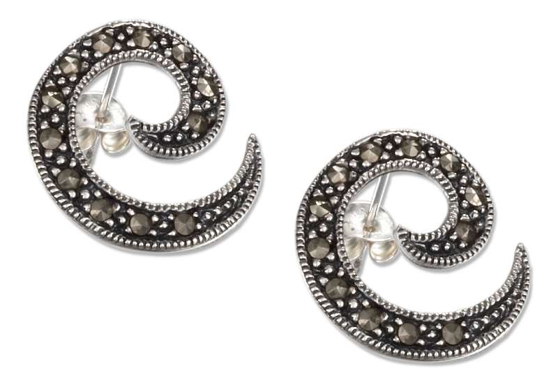 Marcasite Open Swirl Post Earrings