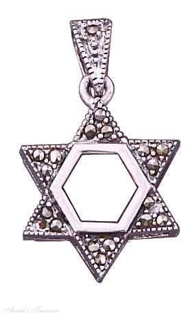 Sterling Silver Marcasite Jewish Star Of