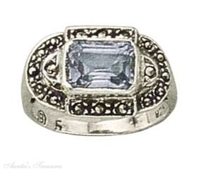 Blue Topaz Marcasite Ring Long Blue Topaz Marcasite Ring Long