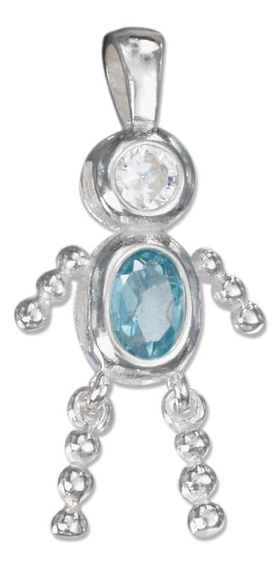 March Birthstone Babies Boy Child Charm Pendant March Birthstone Babies Boy Child Charm Pendant
