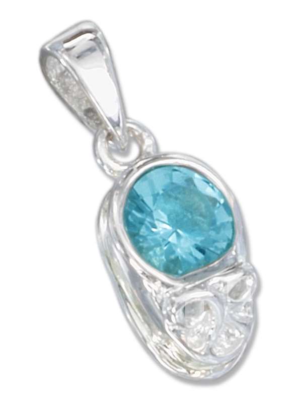 March Birthstone Baby Shoe Charm - Click Image to Close