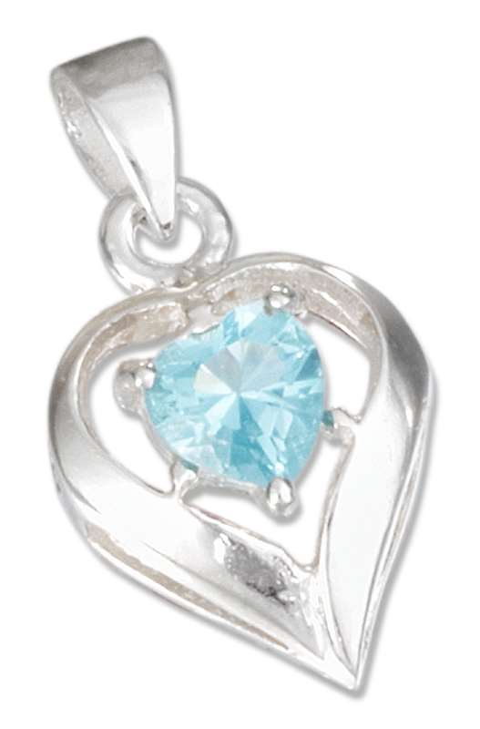 March Birthstone Heart Pendant