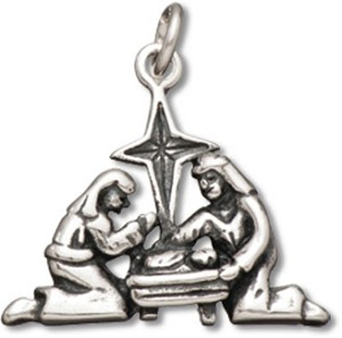 Mary Joseph Star Over Baby Jesus Crib Christmas Manger Nativity Charm