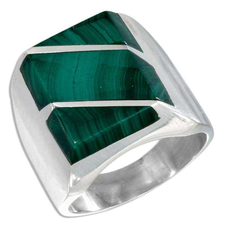 Men's Striped Malachite Stone Ring Men's Striped Malachite Stone Ring