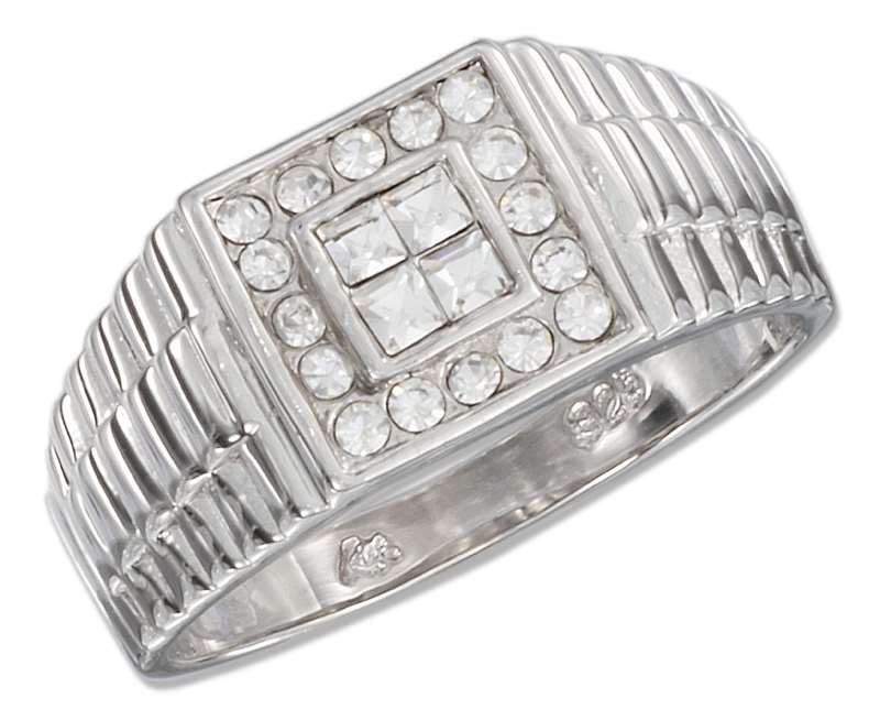 Men's Cubic Zirconia Ring Watchband Shank