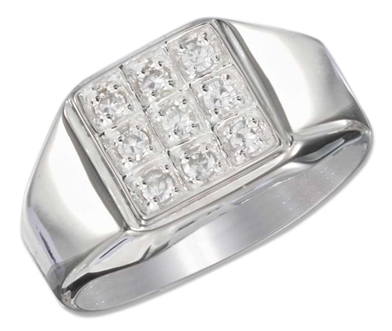 Men's Square Cubic Zirconia Stone Ring