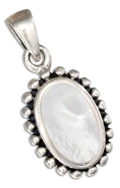 Mother Of Pearl Beaded Border Pendant - Click Image to Close