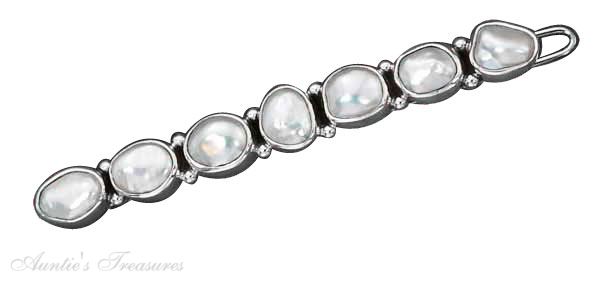 Natural Shape Pearl Hair Clip Snap Closure