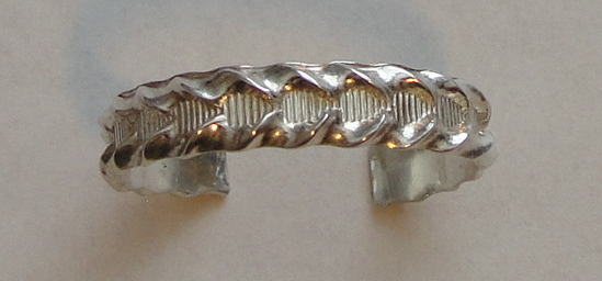 Sterling Silver Men's Adjustable Ocean Waves Toe Finger Or Thumb Ring