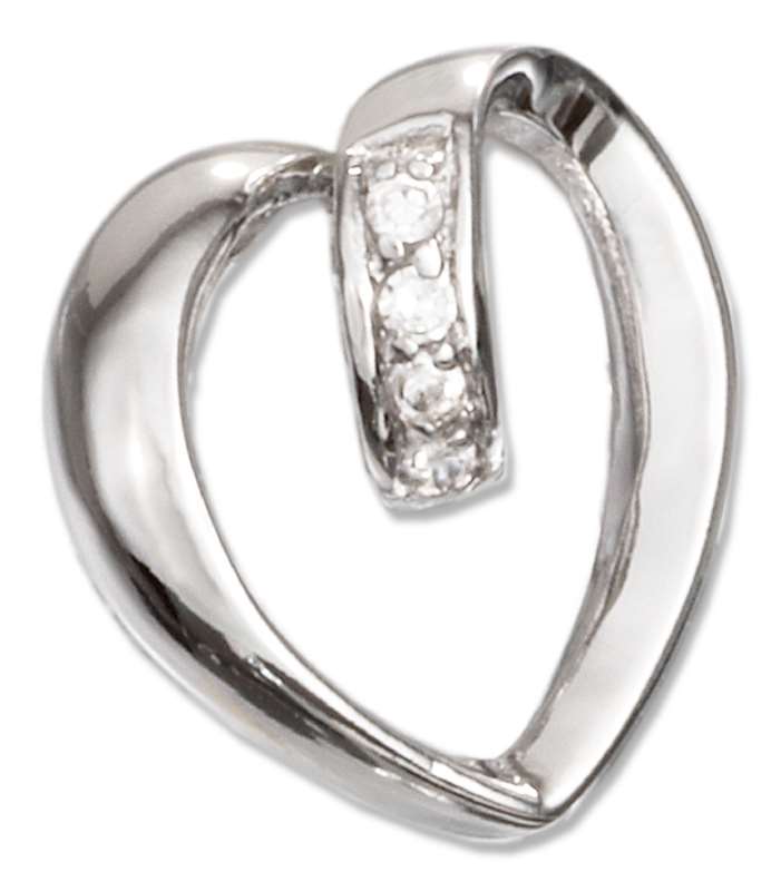 Open Looped Cubic Zirconia Heart Slide Pendant Open Looped Cubic Zirconia Heart Slide Pendant