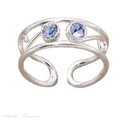 Blue Crystal Wire Toe Ring