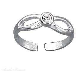 Center Solitaire Crystal Toe Ring