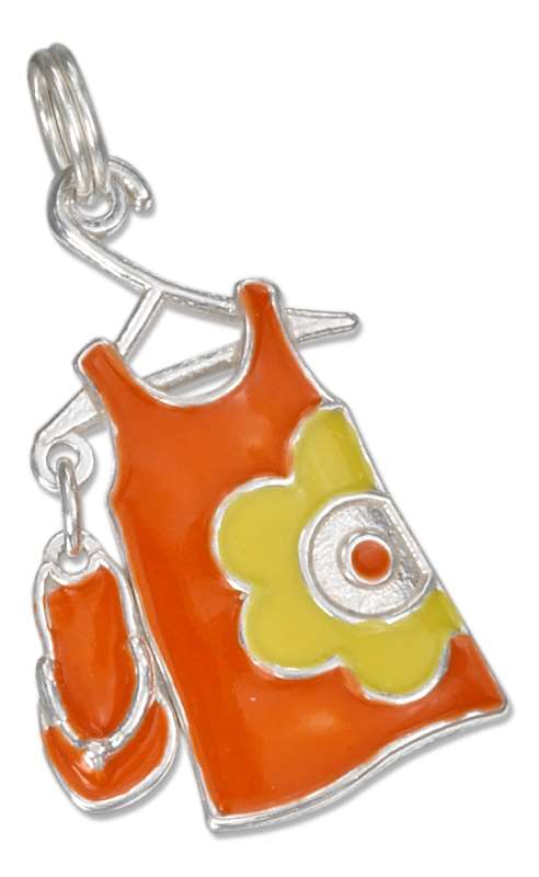 Ornate Enamel Sundress And Flip-flop On Hanger Charm Ornate Enamel Sundress And Flip-flop On Hanger Charm