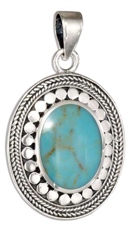 Dotted Roped Framed Turquoise Pendant Dotted Roped Framed Turquoise Pendant