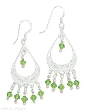 Oval Filigree Chandelier Dangle Earrings Light Green Swarovski C Oval Filigree Chandelier Dangle Earrings Light Green Swarovski C
