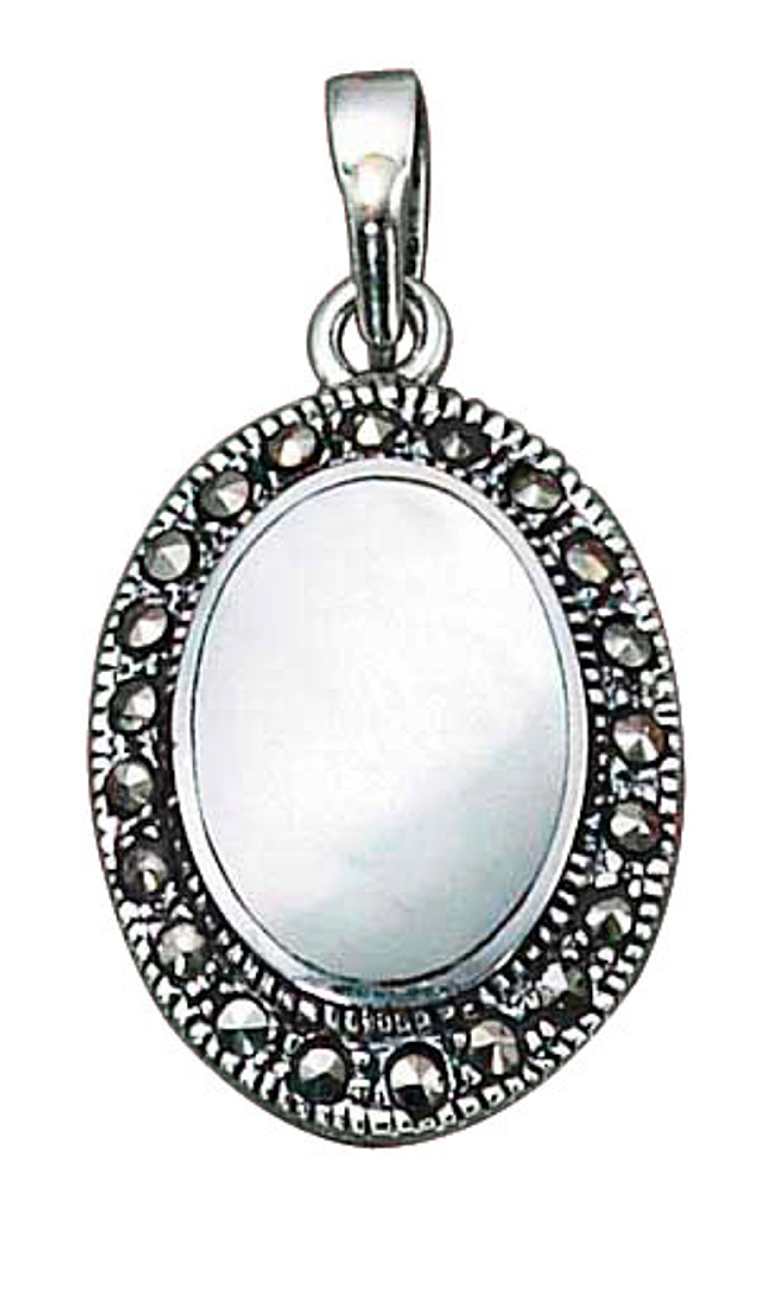 Mother Of Pearl Pendant Marcasite Border Mother Of Pearl Pendant Marcasite Border