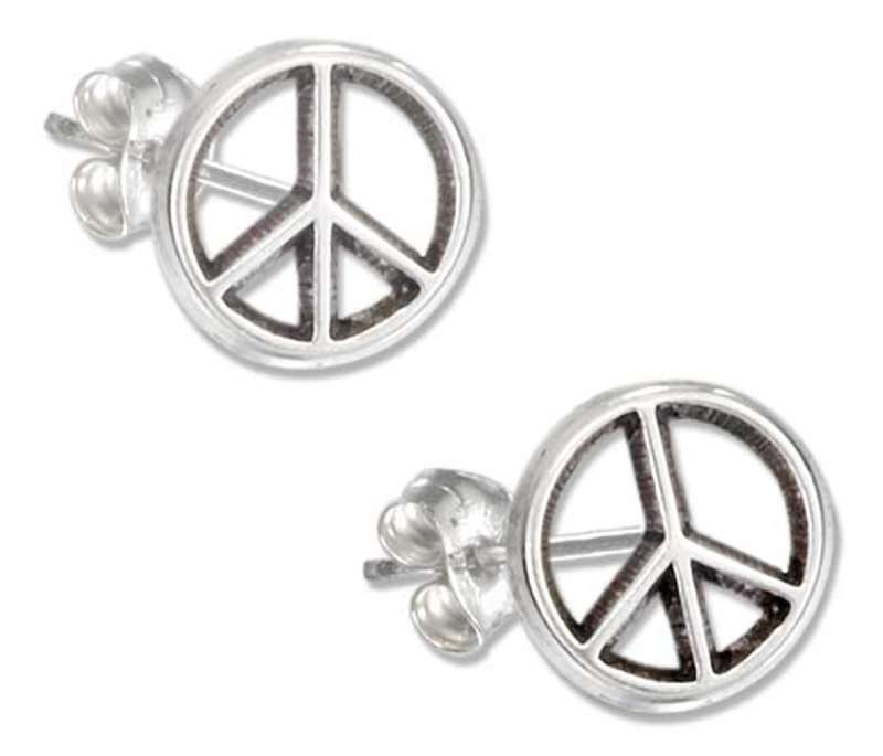 Peace Symbol Sign Post Earrings Peace Symbol Sign Post Earrings