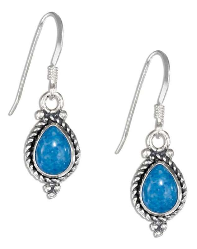 Pear Lapis Roped Border Dangle Earrings
