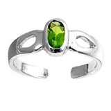 Peridot Colored Cubic Zirconia Stone Adjustable Toe Ring