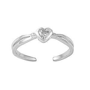 Dainty Clear Cubic Zirconia Heart Adjustable Toe Ring Dainty Clear Cubic Zirconia Heart Adjustable Toe Ring