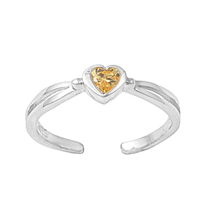 Dainty Yellow Citrine Cubic Zirconia Heart Adjustable Toe Ring Dainty Yellow Citrine Cubic Zirconia Heart Adjustable Toe Ring
