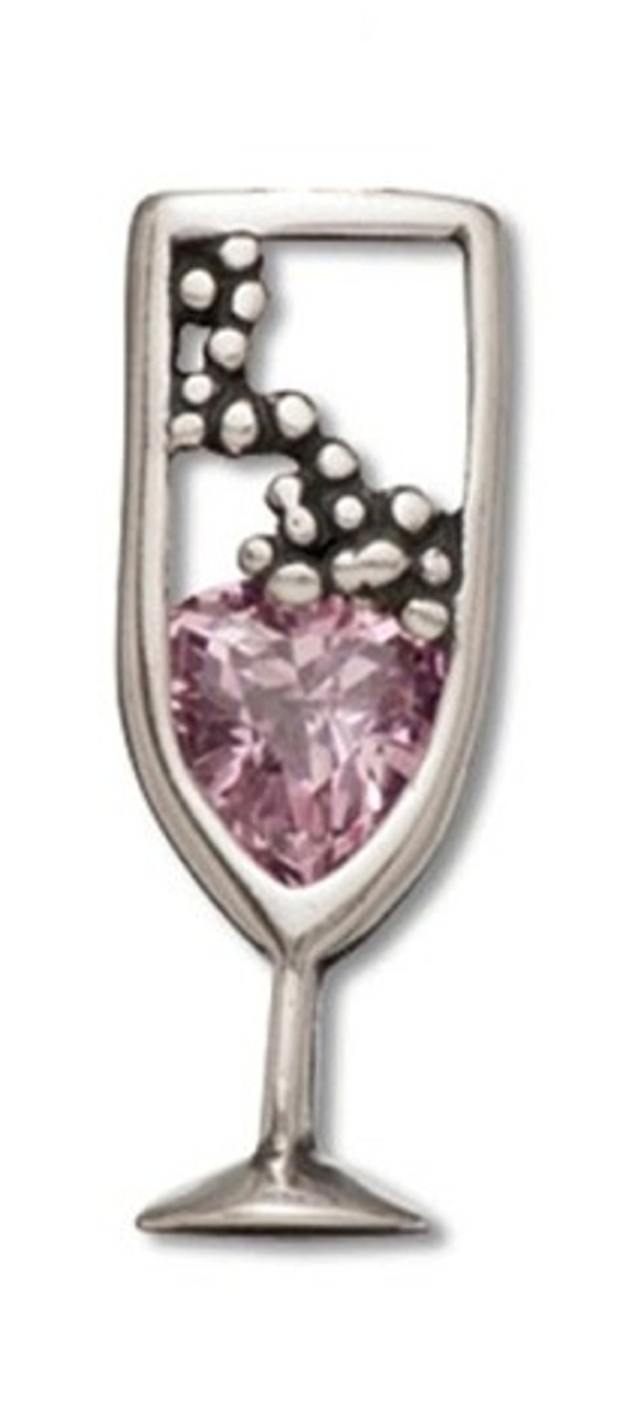 Sterling Silver Pink Zirconia Bubbly Champagne Cocktail Pin Sterling Silver Pink Zirconia Bubbly Champagne Cocktail Pin