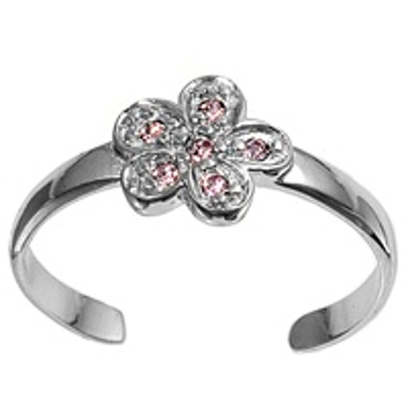 Pink Cubic Zirconia Daisy Flower Adjustable Toe Ring Pink Cubic Zirconia Daisy Flower Adjustable Toe Ring
