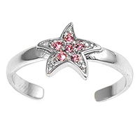 Pink Cubic Zirconia Starfish Or Celestial Star Adjustable Toe Ring Pink Cubic Zirconia Starfish Or Celestial Star Adjustable Toe Ring