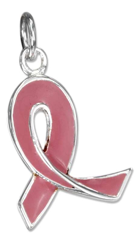 Pink Enamel Breast Cancer Awareness Ribbon Charm