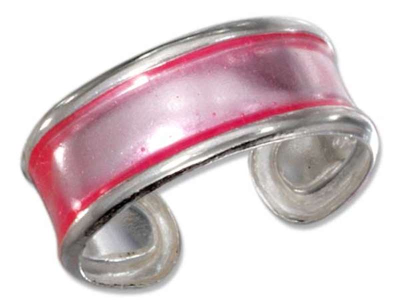 Pink Enameled Wide Band Toe Ring