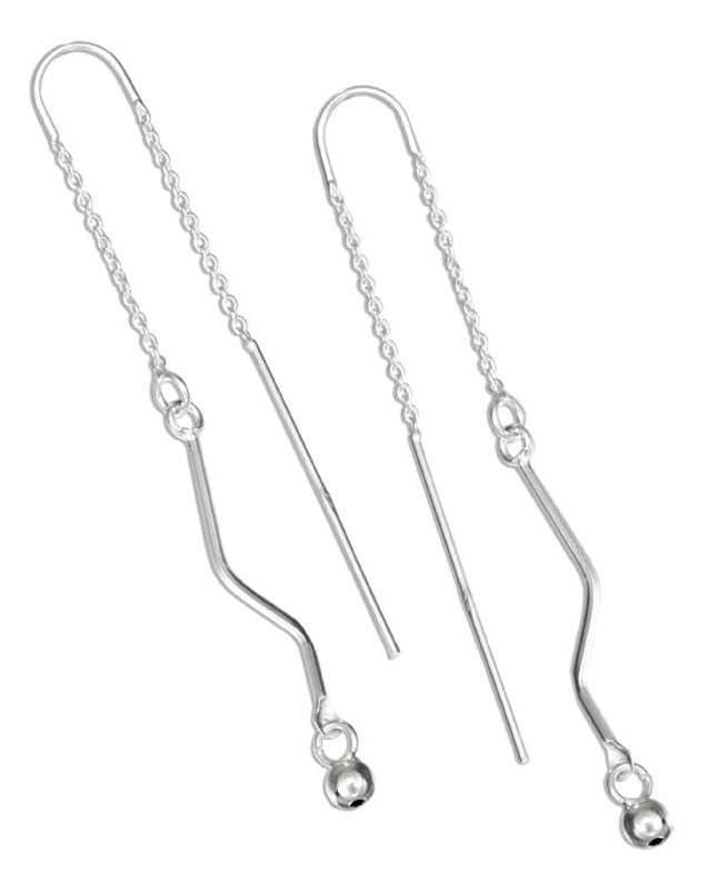 Plain Bar Bent Bar 4mm Ball Dangle Earrings Threads