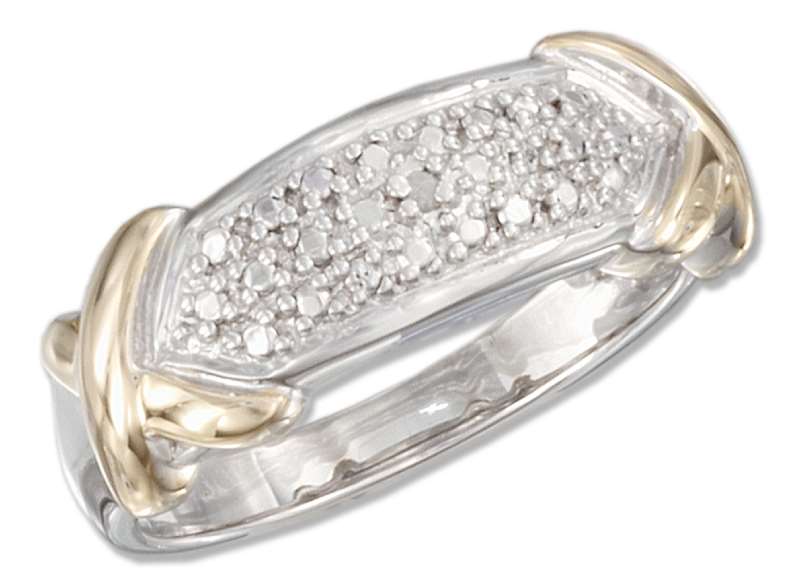 Pave Diamond Accent Band Gold Tone Ring