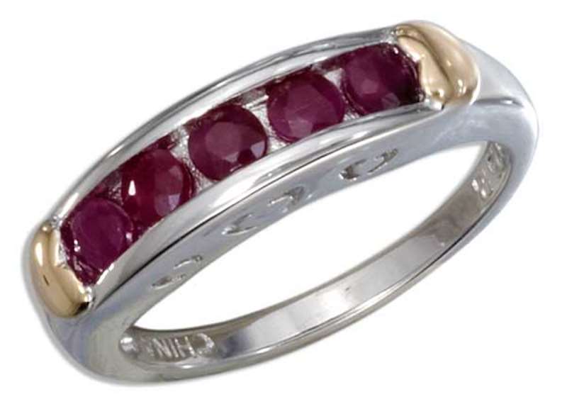 Platinum Plated Two Tone Ring Channel Set Ruby Platinum Plated Two Tone Ring Channel Set Ruby
