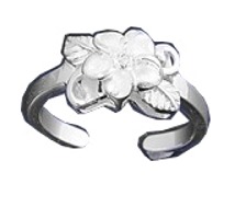 Hawaiian Plumeria Flower Leafy Base Cubic Zirconia Adjustable Toe Ring Hawaiian Plumeria Flower Leafy Base Cubic Zirconia Adjustable Toe Ring