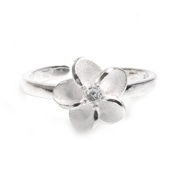 Hawaiian Tropical Plumeria Flower Cubic Zirconia Adjustable Toe Ring