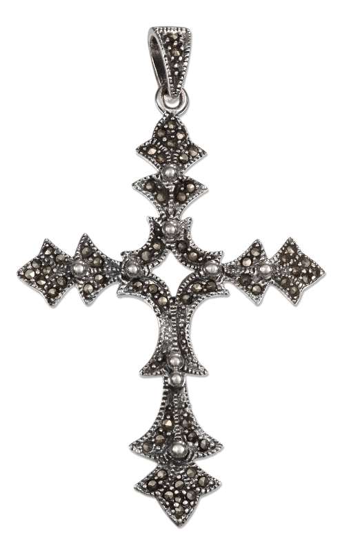 Pointed Marcasite Christian Religious Cross Pendant Beads