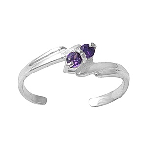 Purple Amethyst Cubic Zirconia Shooting Stars Adjustable Toe Ring